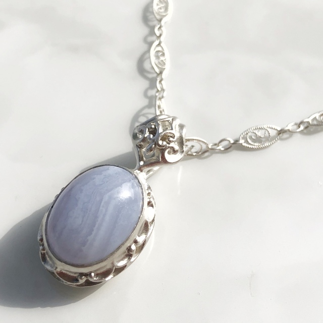 クーポラブルーレースアゲート ネックレス GEODESIQUE WEB SHOP